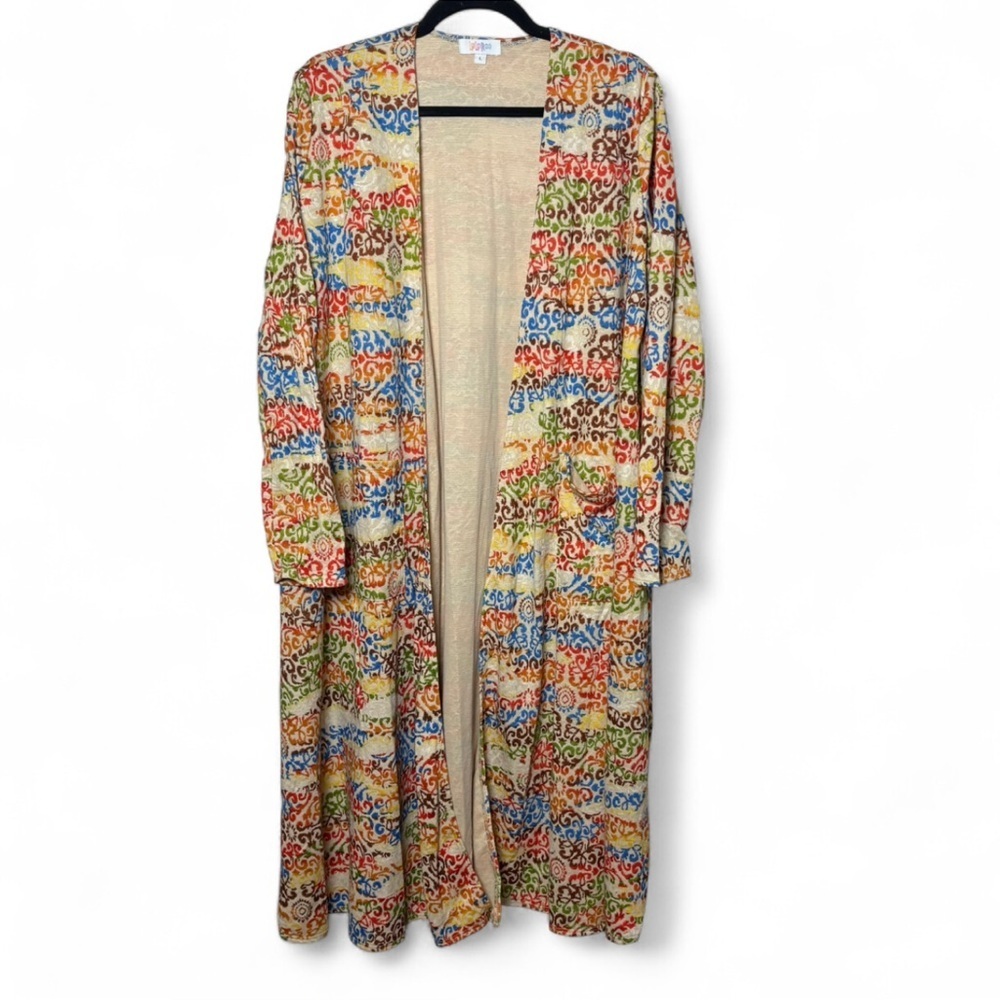 LuLaRoe Sarah Cardigan L Multicolor Open Front Duster NWT